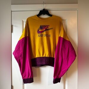 Nike Women's Yellow and Pink Sweatshirt